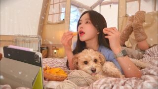 ❄️눈이 소복이 쌓인 조용한 숲속 따뜻한 에어텐트 | 편백찜에 소주한잔 | 붕어빵만들어먹고 ☃️눈사람 만들기