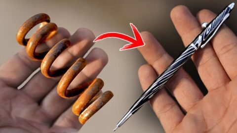 I turn some trash into beautiful BallPen – Stainless steel Damascus