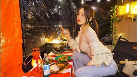 🌊바다앞 270도 회전 어닝텐트로 나만의 포장마차 만들기 | 골뱅이소면무침과 어묵탕에 소주 | 끝내주는 석양 | 레이캠핑카