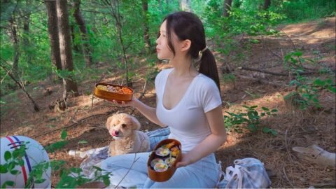 도시락싸서 뒷산에 피크닉가는 소소한 일상 | 후토마끼, 쪽파크림치즈 크로플, 유부초밥