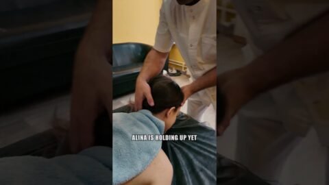 Alina is a little afraid at the reception #massage #relax #beautifulgirl #crunch #chiropractor