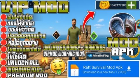 แจกโปรเกม Raft Survival Ocean [MOD APK] v2.5.3 เงินไม่จำกัด/ของไม่จำกัด/ปลดล็อคทั้งหมด/Free Shopping