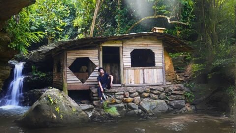 With my carpentry skills i built a beautiful wall for the house. Soaking in waterfall at night