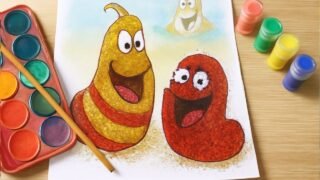 ART YELLOW , RED – Larva And Glitter Drawing, ASMR, Larva Character Drawing Art – Ep 2