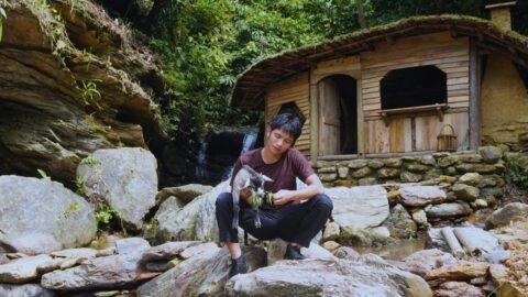 I Rescued a Baby Goat in the Forest | Survival House, Garden & Fish Pond
