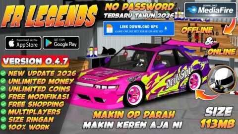 UPDATE LAGI !! FR Legends Mod Apk v0.4.7 Terbaru 2026 – Unlimited Money & Unlock All Cars
