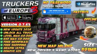 UPDATE !! Truckers Of Europe 3 Mod Apk 0.7.63 Terbaru 2026 – Unlimited Money & Max Level 60.000