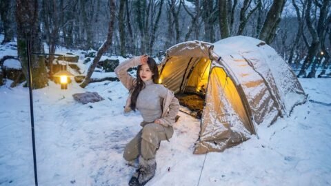 ❄️ 눈내리는 설산에서 난로없이 첫 백패킹 도전🥶 | 수제 찐빵 만들어먹기