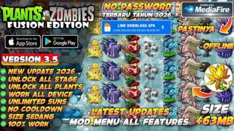 PVZ Fusion Mod Apk v3.5 New 2026 – Plants Vs Zombies Fusion Mod Menu v3.5