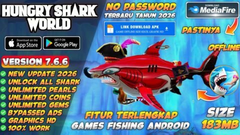 Hungry Shark World Mod Apk v7.6.6 New 2026 – Unlimited Money & Unlock All Shark