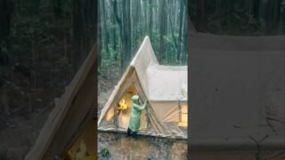 비내리는 숲속 나만의 별장짓기🌧️ #camping