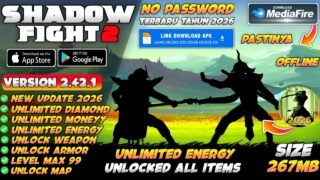 UPDATE !! Shadow Fight 2 Mod Apk New 2026 v2.42.1 – Unlimited Money Energy & Unlock All Weapons