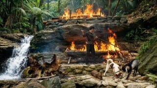 Fire-Hardening Wood for Durability | Finishing Timber Prep for the Bushcraft House by the Waterfall