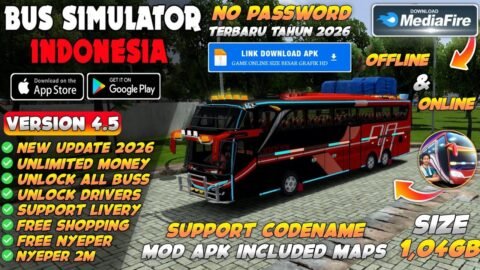 BUSSID UPDATE !! Bus Simulator Indonesia Mod Apk v4.5 Terbaru 2026 – Unlimited Money & Free Shopping