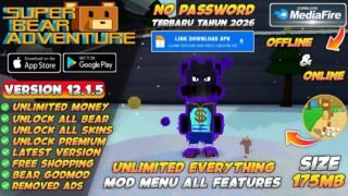 Super Bear Adventure Mod Apk Version 12.1.5 New 2026 – Unlimited Money & Unlock All Skins