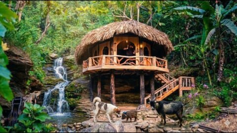 Using Carpentry Skills to Build an Amazing Wooden Wall | Building a 2-Story Bushcraft House