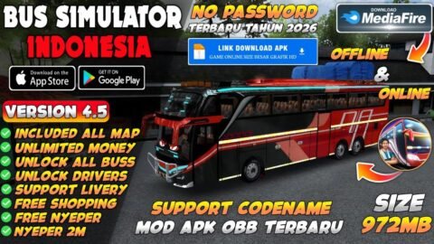 UPDATE !! Bus Simulator Indonesia Mod Apk Versi 4.5 Terbaru 2026 – Unlimited Money & Free Shopping