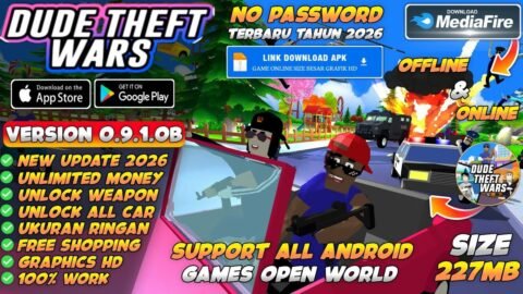 Dude Theft Wars Mod Apk v0.9.1.0b Terbaru 2026 – Unlimited Money & Unlock All Weapon