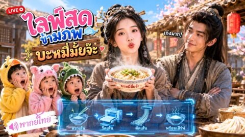ไลฟ์สดทะลุมิติ! พิธีกรสาวยุคใหม่กลายเป็นแม่ม่ายตัวร้าย เปิดระบบอาหาร วางขายบะหมี่ถ้วยจนพลิกชะตา!